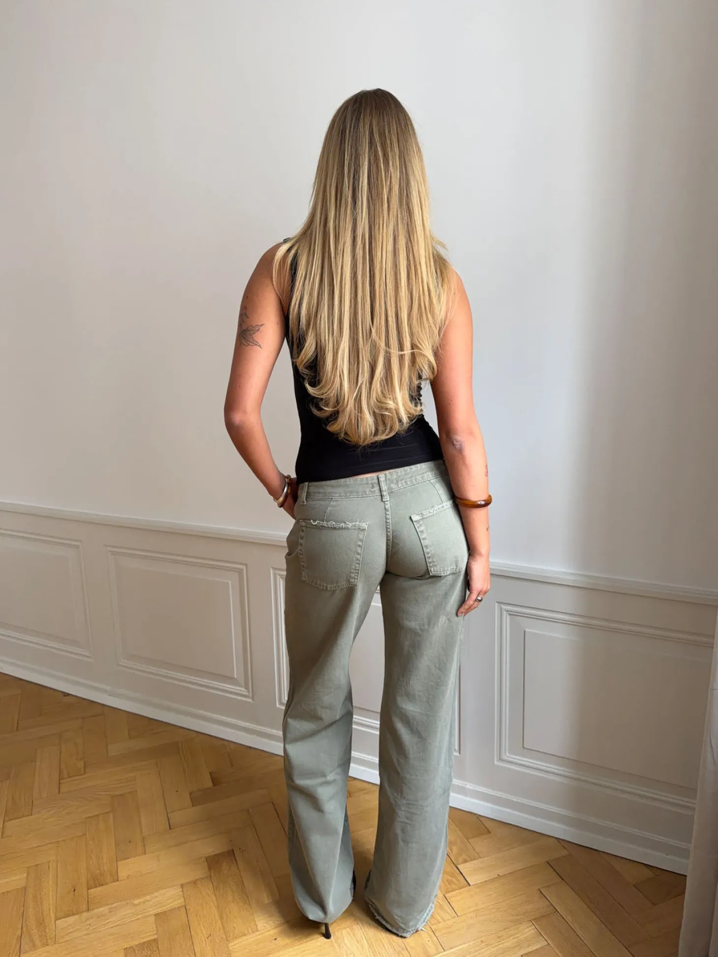 Tuva lavtaljede jeans - Sage grøn