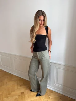 Tuva lavtaljede jeans - Sage grøn
