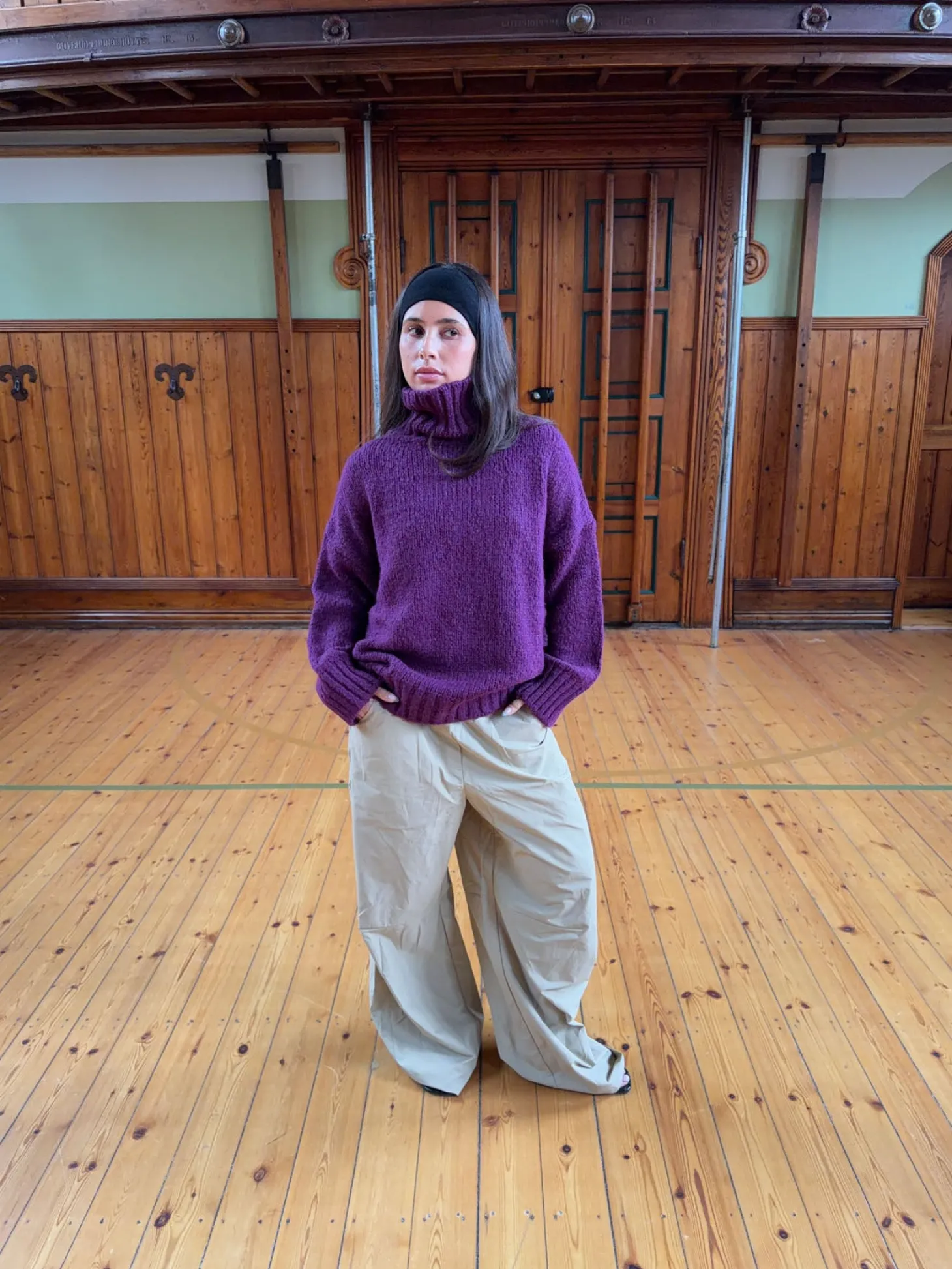 Valdamara oversized striktrøje med turtleneck - Lilla