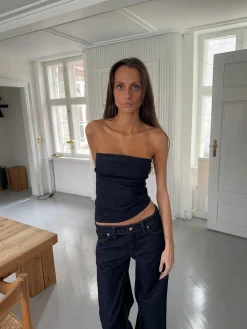 Viki denimtop - Mørk denim