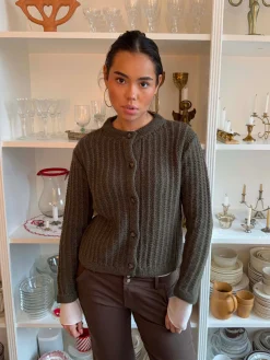 Vincent strikket cardigan - Mørkegrøn