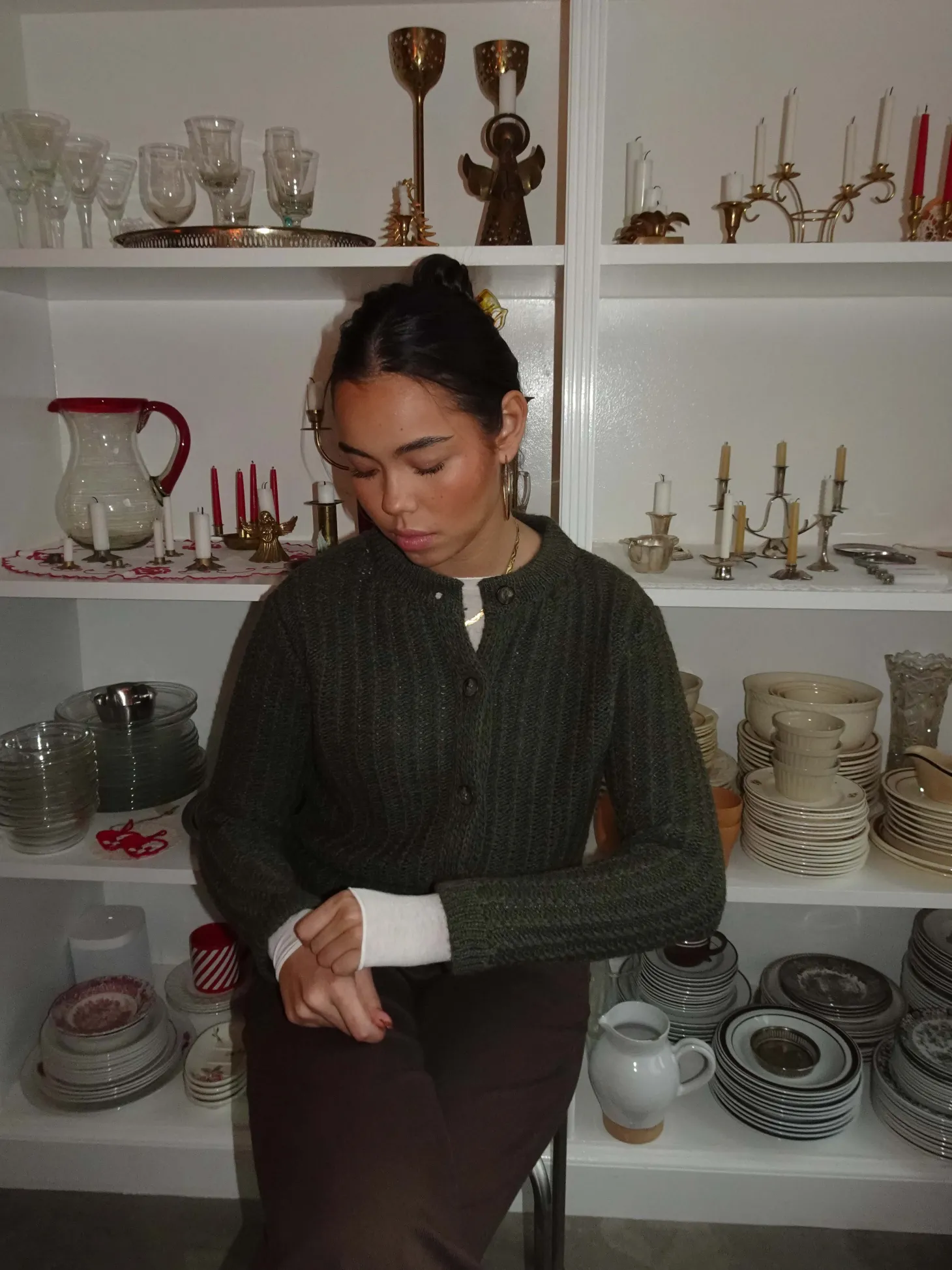 Vincent strikket cardigan - Mørkegrøn