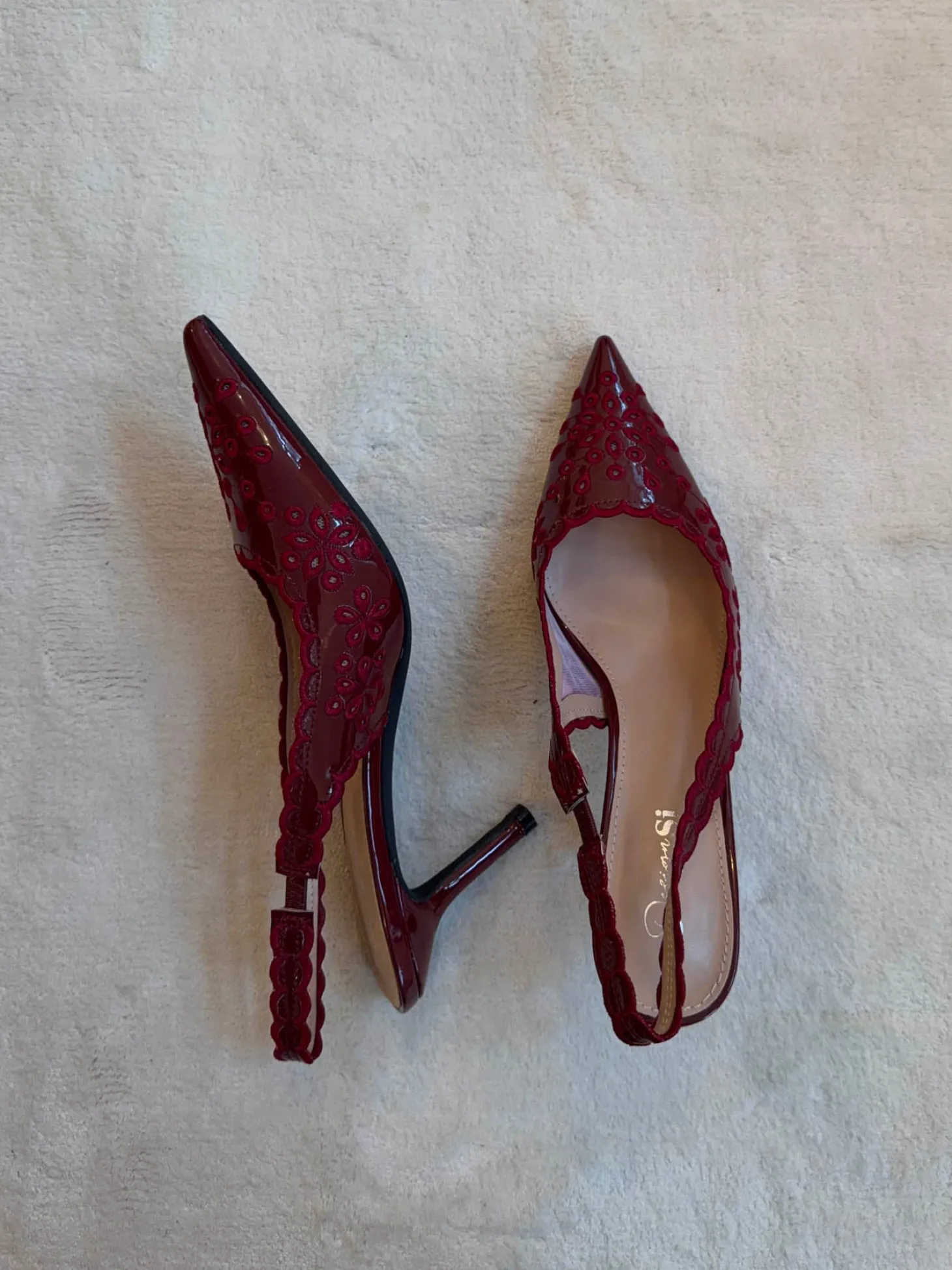 Ydun slingback hæle med detaljer - Rød
