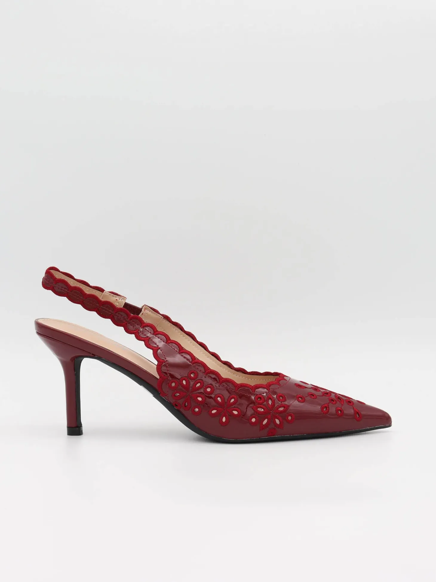 Ydun slingback hæle med detaljer - Rød
