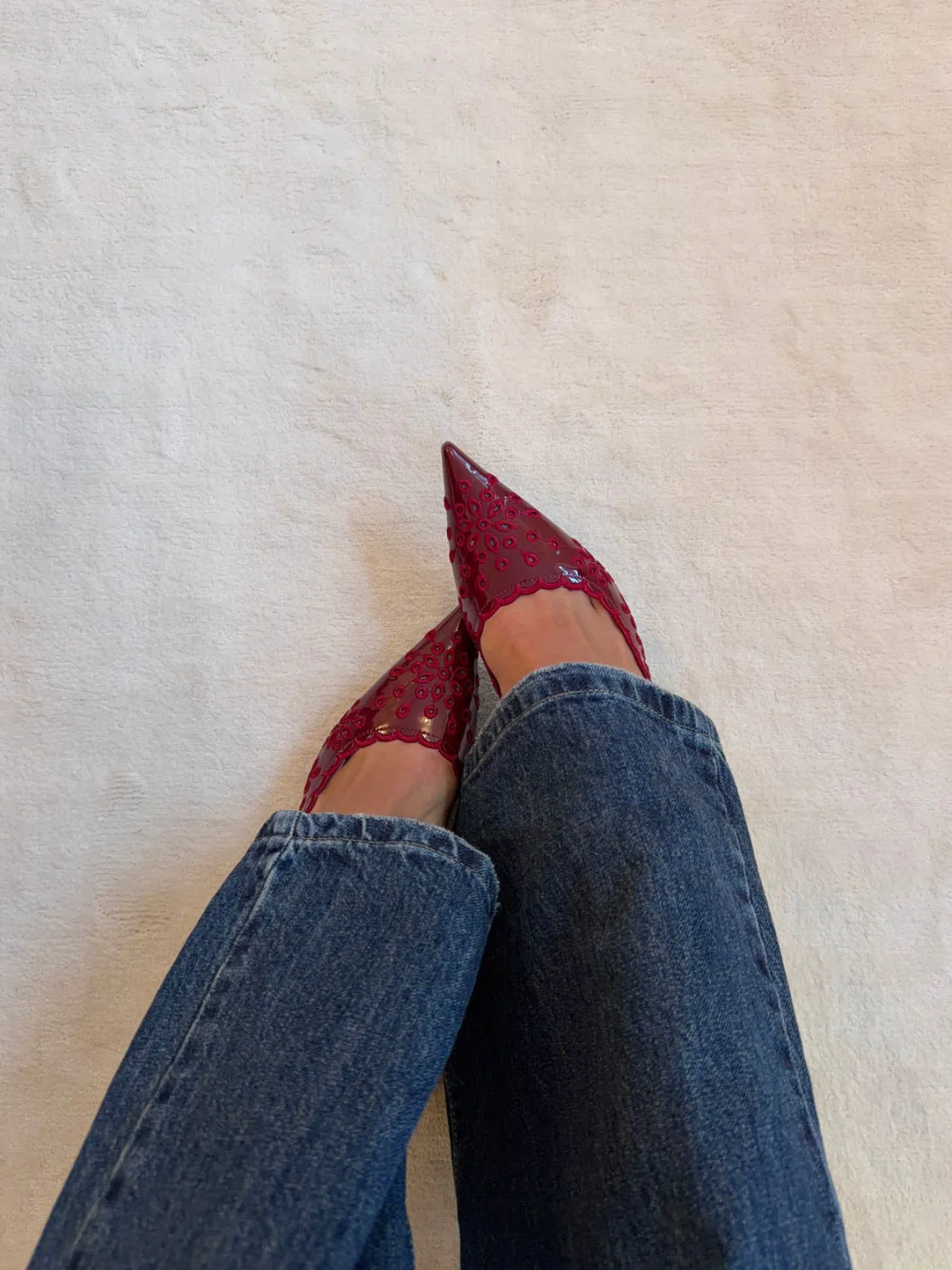 Ydun slingback hæle med detaljer - Rød