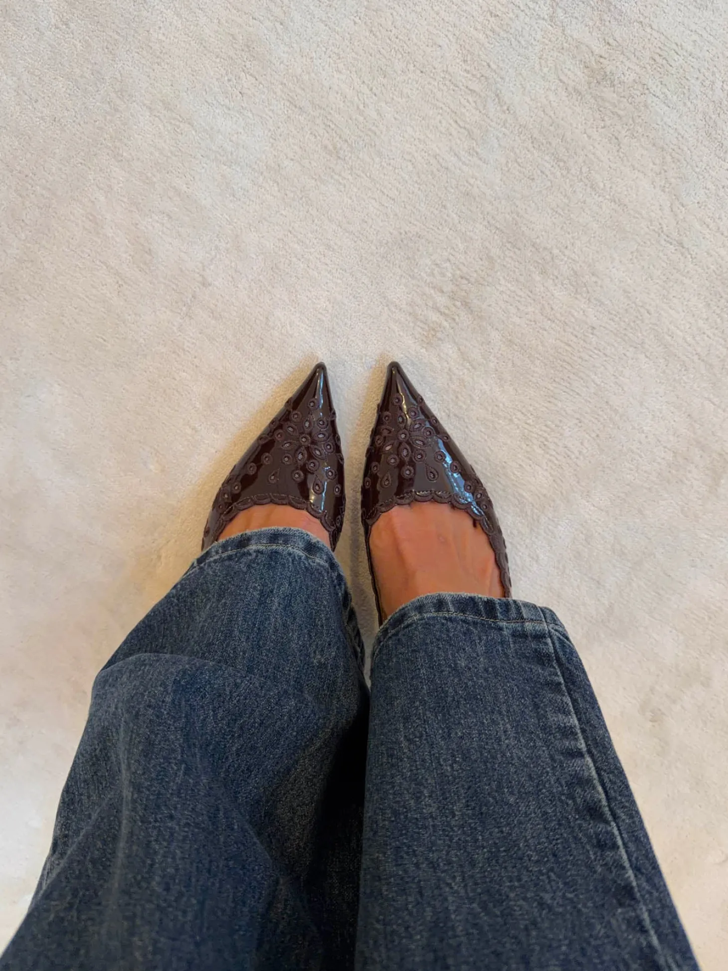 Ydun slingback hæle med detaljer - Mørkebrun