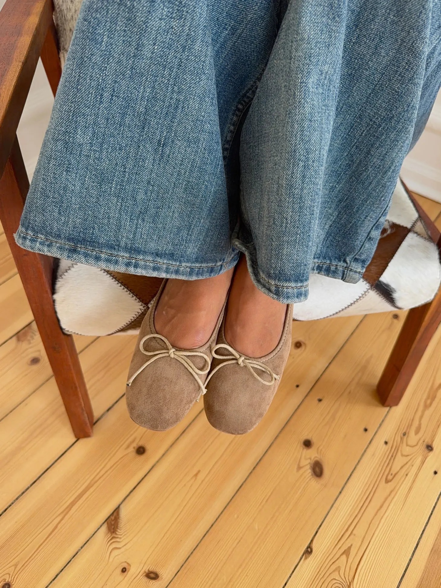 Yuna ballerina med hæl - Beige
