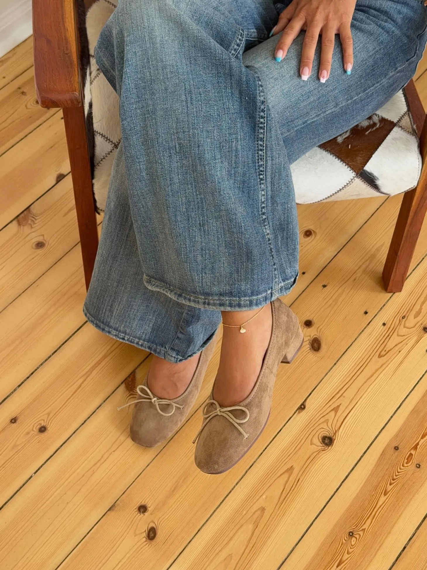 Yuna ballerina med hæl - Beige