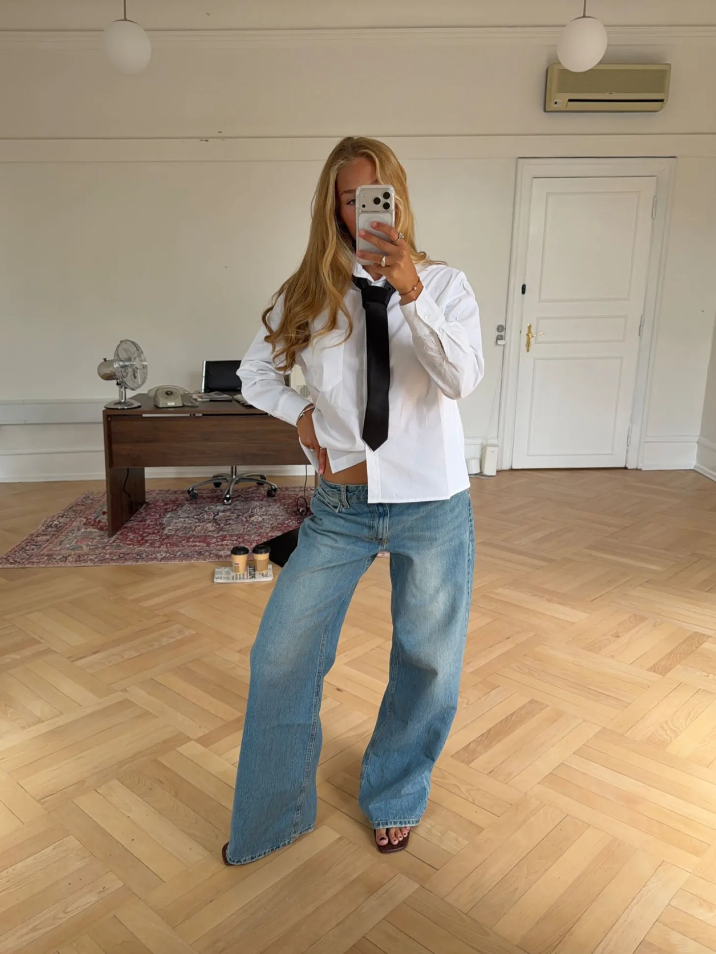Yvina lavtaljede jeans - Lys denim