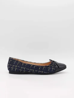 Zamora ballerina sko med mønster og sløjfe - Navy