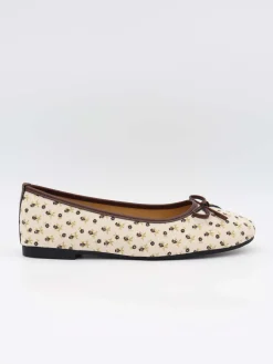 Zelia ballerina med blomster - Hvid/brun