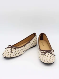 Zelia ballerina med blomster - Hvid/brun
