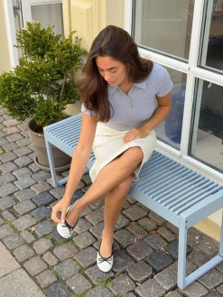 Zelia ballerina med polkaprikker - Hvid/sort