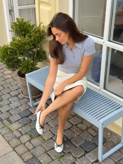 Zelia ballerina med polkaprikker - Hvid/sort