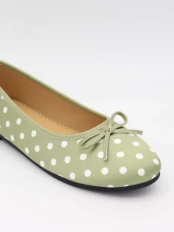 Zelia ballerina med polkaprikker - Grøn/hvid