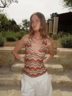 Zigga top med mønster - Orange/beige