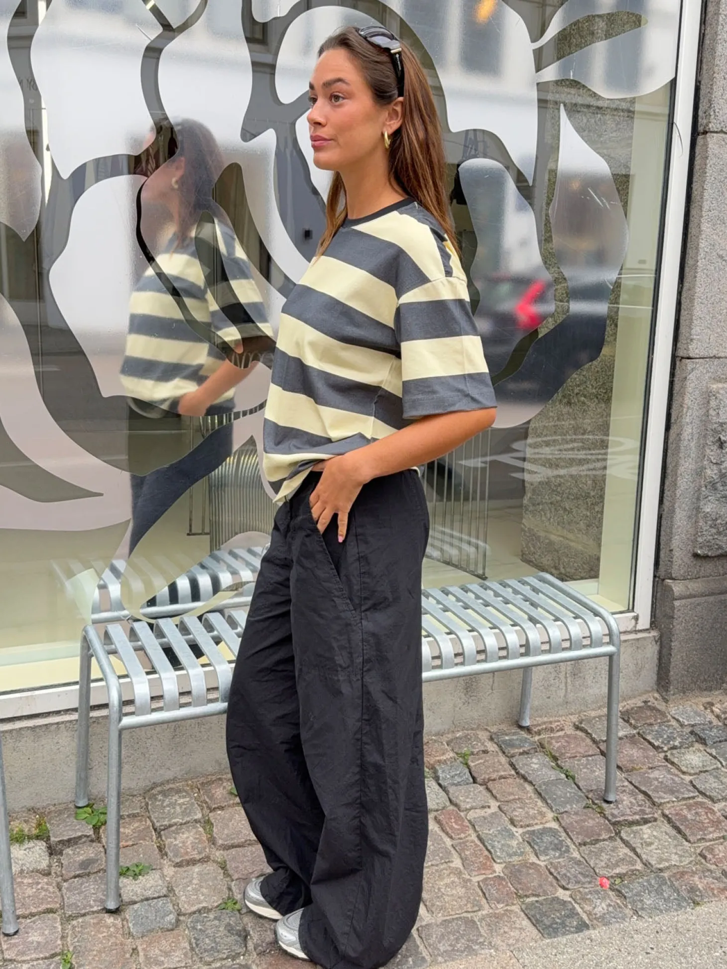 Zinnia oversized t-shirt - Gul/grå