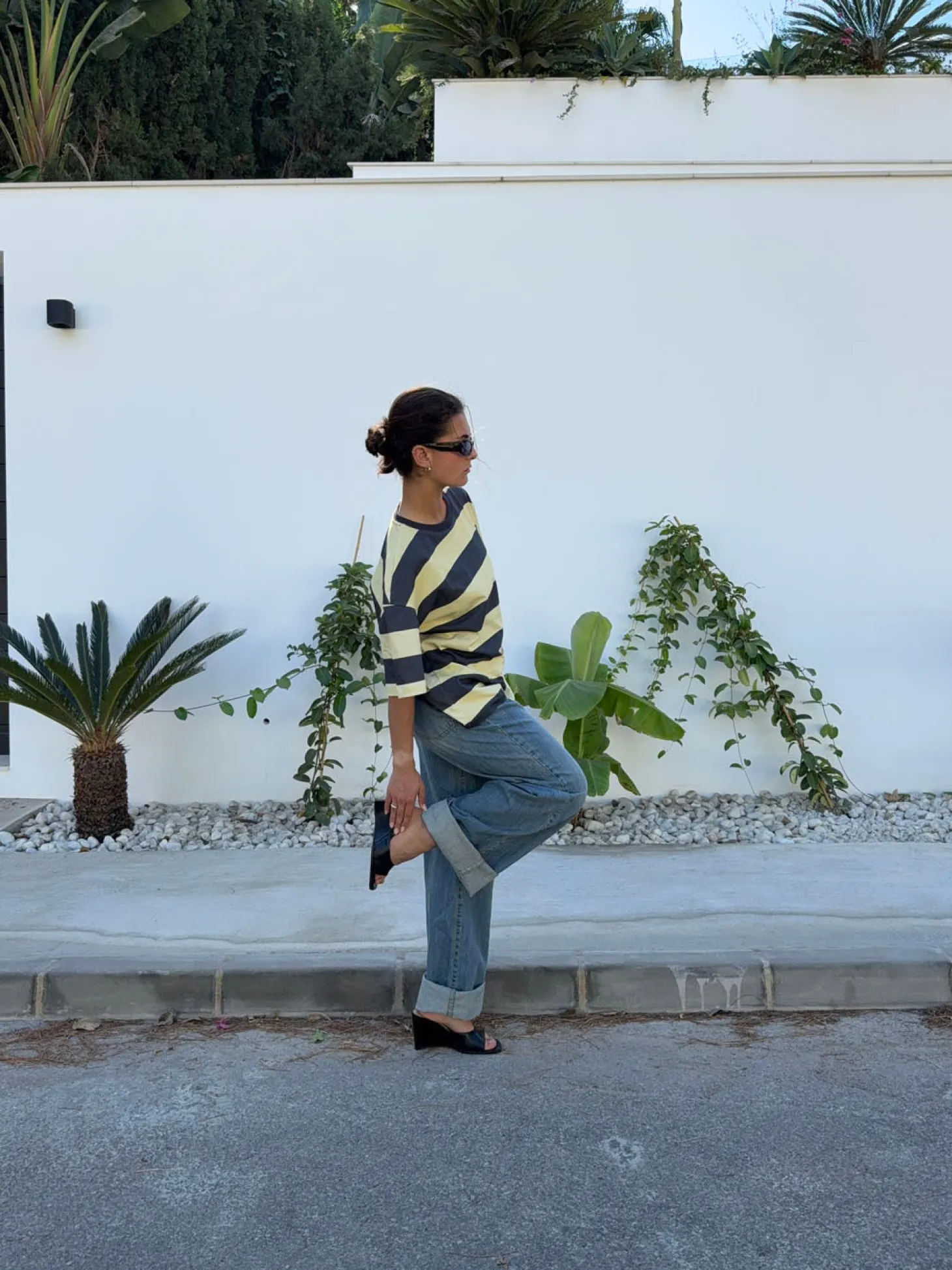 Zinnia oversized t-shirt - Gul/grå