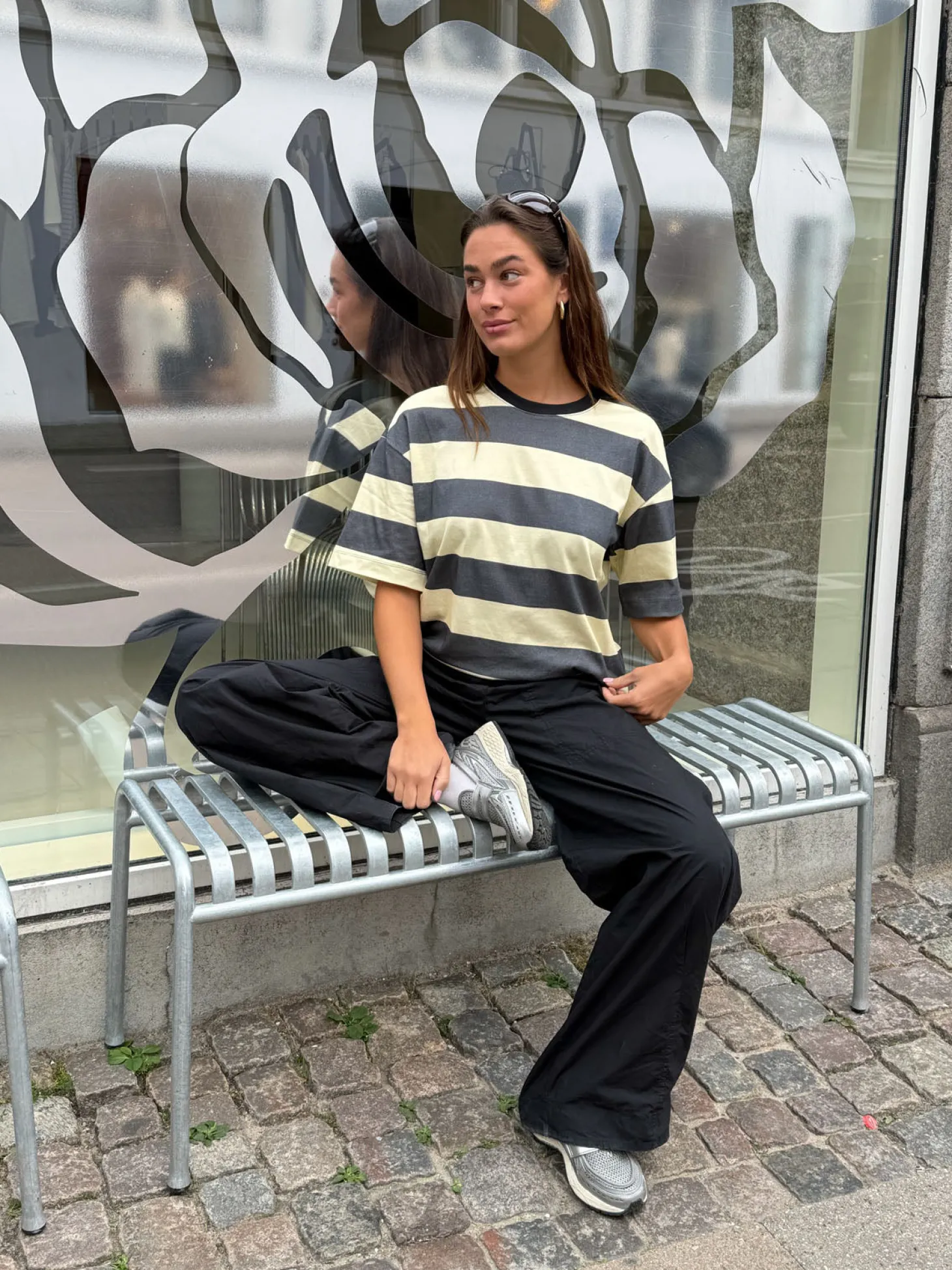 Zinnia oversized t-shirt - Gul/grå