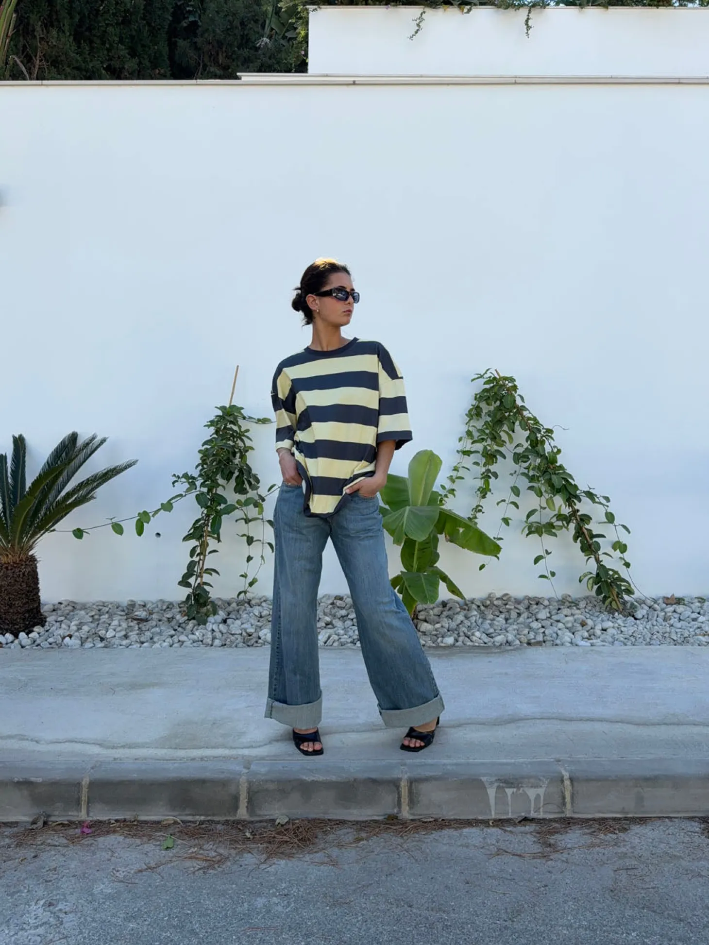 Zinnia oversized t-shirt - Gul/grå