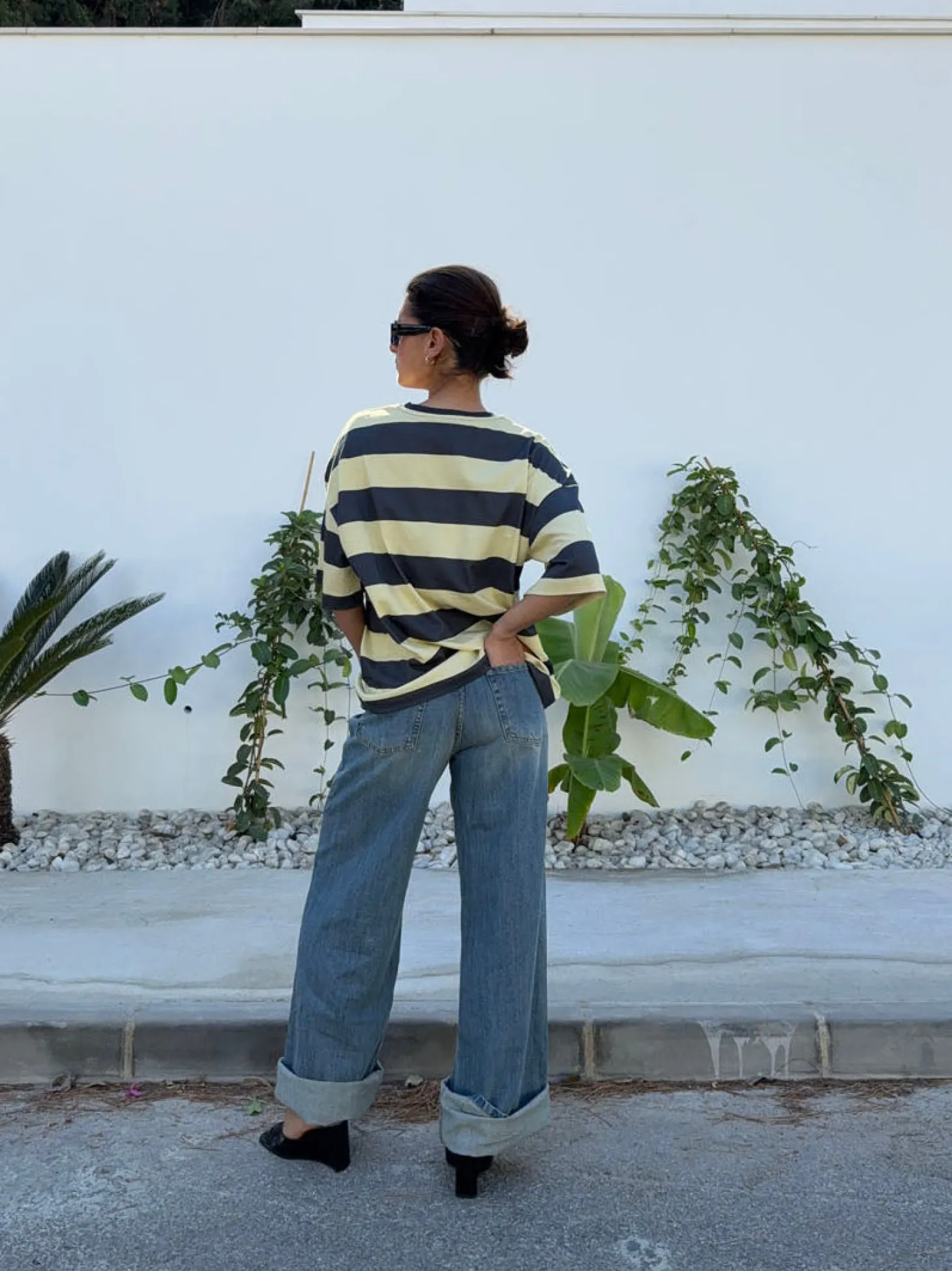 Zinnia oversized t-shirt - Gul/grå