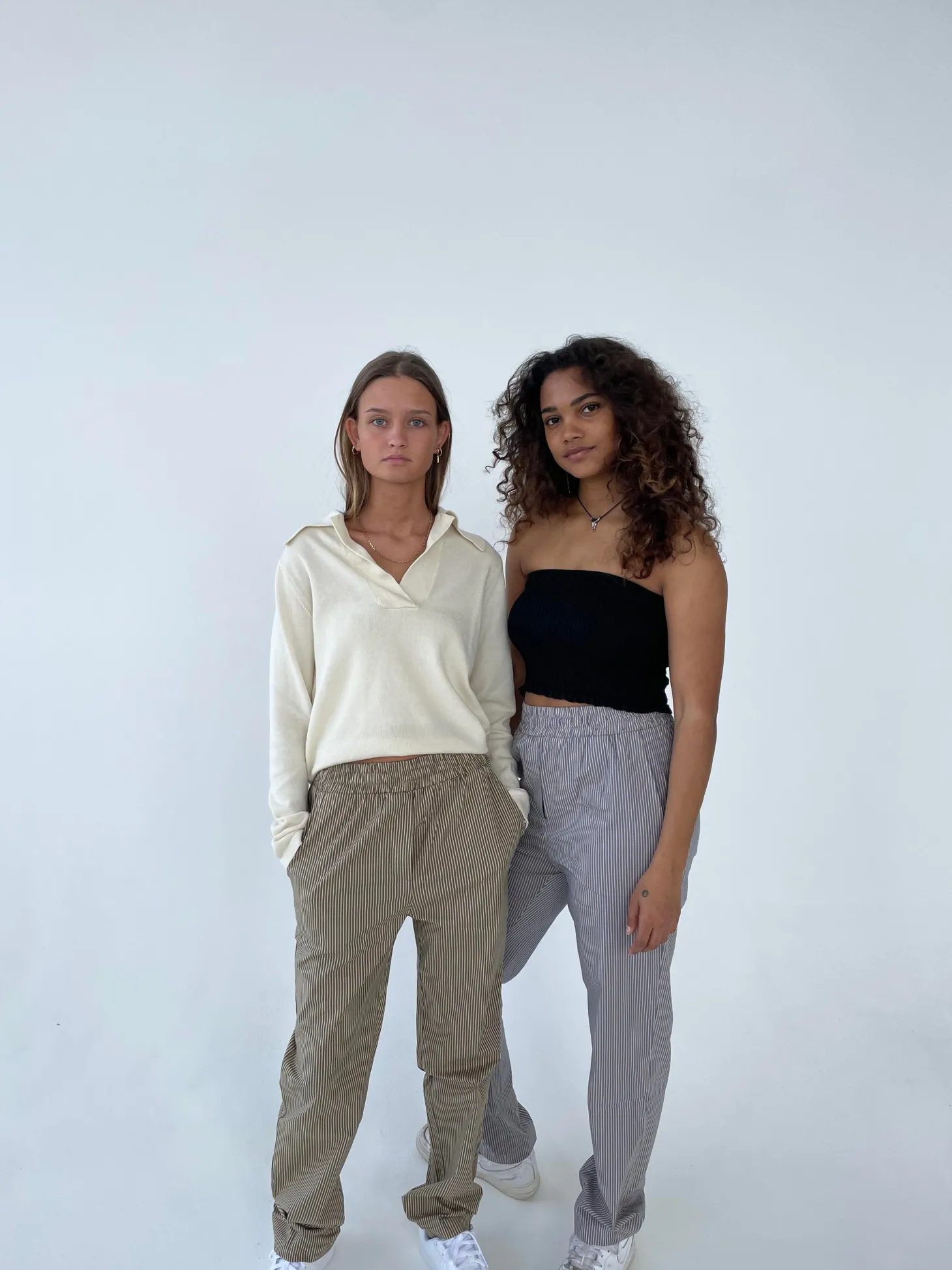Zuri bukser med striber - Kaki/beige
